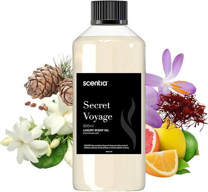Scentia Hotel Diffuser Oil Inspired by The Baccarat Hotel Scent - 500 mL 16.9 fl oz - Fragrance Oil Blend for HVAC, Ultrasonic & Cold Diffusers - Secret Voyage - Thanksgiving & Holiday Gift