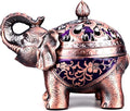 K COOL Metal Backflow Incense Holder Elephant Cone Incense Burner Candle Holder with Lid, Aromatherapy Ornament Home Office Decoration for Indoor Outdoor (Purple)