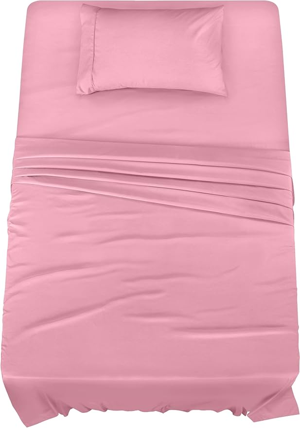Utopia Bedding Twin Bed Sheets Set - 3 Piece Bedding - Brushed Microfiber - Shrinkage and Fade Resistant - Easy Care (Crystal Pink)