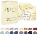 Bella Coterie Luxury Bamboo Viscose Split King Size Sheet Set | 2 Fitted Sheets for Sleep Number & Adjustable Beds | 100% Organically Grown | Cooling & Ultra Soft | 18” Deep Pocket [Lemonade]