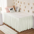 RIMELA Dorm Bed Skirt Twin XL 46 Inch Drop, Easy to Install Extra Long Wrap Around Elastic Dust Ruffle, Ivory White Bedskirt Solid Silky Fabric (Twin XL 80“L x 39”W & Twin 75“L x 39”W)