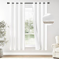ChrisDowa 100% Blackout Pure White Solid Curtains 72 Inches Long 2 Panels for Bedroom Living Room,Farmhouse Room Darkening Thermal Insulated Soundproof Grommet Top Window Treatment Drapes,52x72