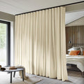 Room Divider Curtains Total Blackout Privacy Curtain Panel Room Thermal Insulated Noise Reduction Curtains for Bedroom Window Living Room Ceiling Track Curtain W 10 ft × H 8 ft Beige