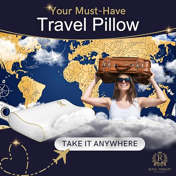 Royal Therapy Travel Memory Foam Cervical Pillow – Contour Pillow for Neck and Shoulder Pain