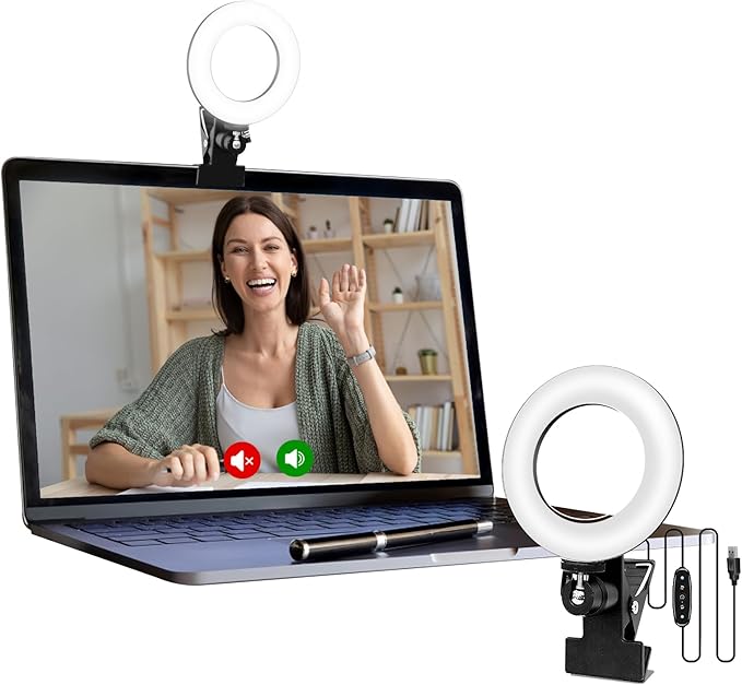 Video Conference Lighting Kit， Clip on Light Reading Lights， Ring Light, 360 ° Flexible Gooseneck Bed Night Light ，Computer Laptop Video Conferencing
