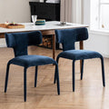 Kidol & Shellder Dining Chairs Set of 6,Modern Upholstered Fabric Dining Room Chairs with Curved Barrel Back,Armless Kitchen Chairs with Metal Legs and Padded Seat for Living Room and Bedroom Blue