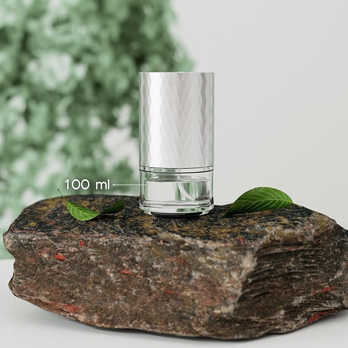 Airversa Waterless Diffuser Essential Oil 100ml Capacity Scent Air Machine for Home Aromatherapy Premium Metal Nebulizer Battery Operated 3 Mist Settings Timers Color Light AN5(Silver)
