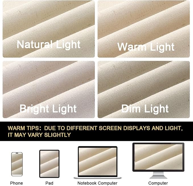 PrinceDeco Linen Texture Curtains 100% Blackout Curtains 64 inch Long 2 Panels Set Full Blackout Linen Curtains with Thermal Insulated Liner Noise Reducing, 42" Wide,64" Length,Bleached Sand