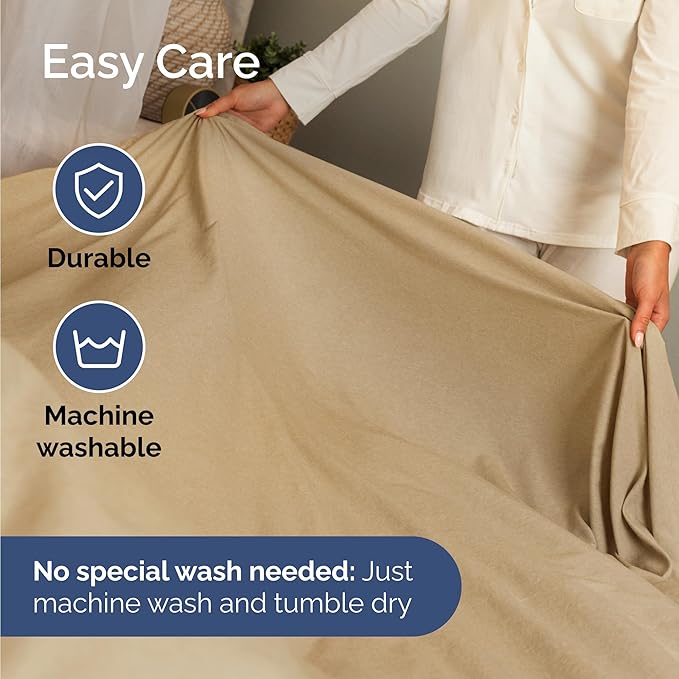 Twin 4 Piece Sheet Set - Cooling, Comfy & Breathable - Hotel Luxury Bedding, Includes Fitted Sheet for Women, Men, Kids & Teens - 1 Flat, 1 Fitted Sheet, 2 Pillowcases w/Deep Pockets - Heathered Tan