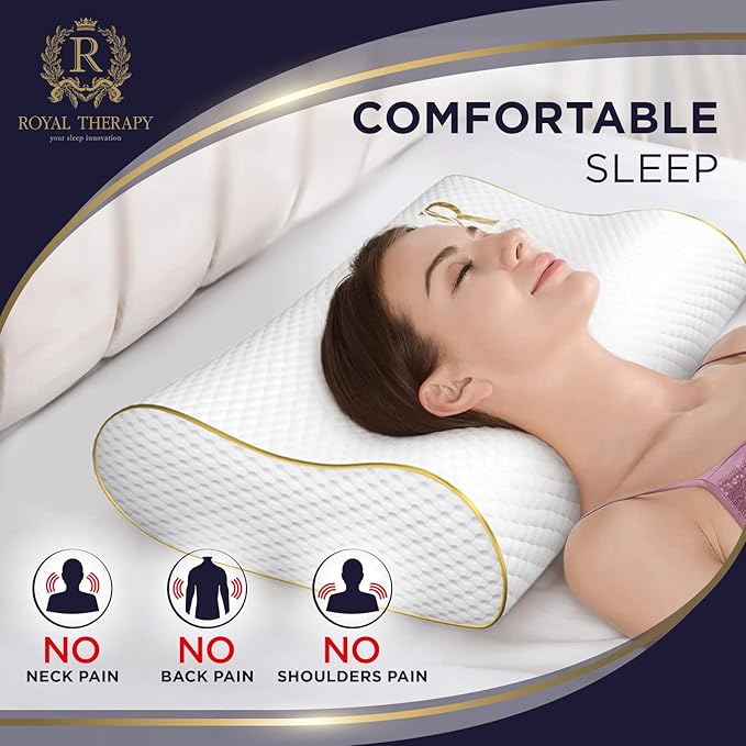 Royal Therapy Travel Memory Foam Cervical Pillow – Contour Pillow for Neck and Shoulder Pain