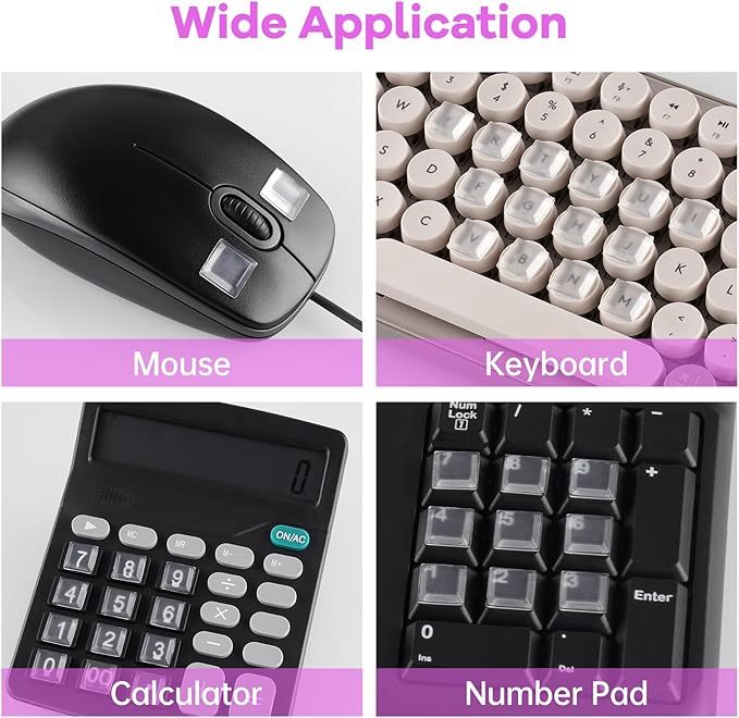 Tomorotec 80PCS Clear Silicone Raised Keyboard Key Cover Stickers for Long Nails, Soft & Smooth Surface Non-Slip Typing Protectors, Universal Fit for Most Standard Keyboards, Easy to Apply and Replace