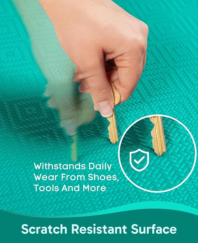 Ophanie Kitchen mats for Floor, 3/4 inch Thick, Kitchen Rugs, 20''x48'' Anti Fatigue Standing Cushioned Mat, Waterproof,Comfort Ergonomic mat for Office, Home, Sink, Teal Non-Slip Bottom