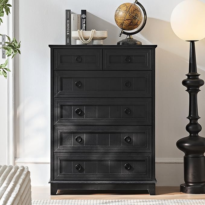 Farmhouse 6 Drawer Dresser for Bedroom Set of 2, 41" Tall Small Dressers & Chest of Drawers, Rustic Wood Dresser with Metal Handle, Storage Organizer Closet for Living Room, Hallway, Entryway