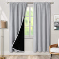 BGment Thermal Insulated 100% Blackout Curtains for Bedroom with Black Liner, Double Layer Full Room Darkening Noise Reducing Rod Pocket Curtain (42 x 72 Inch, Light Grey, 2 Panels)