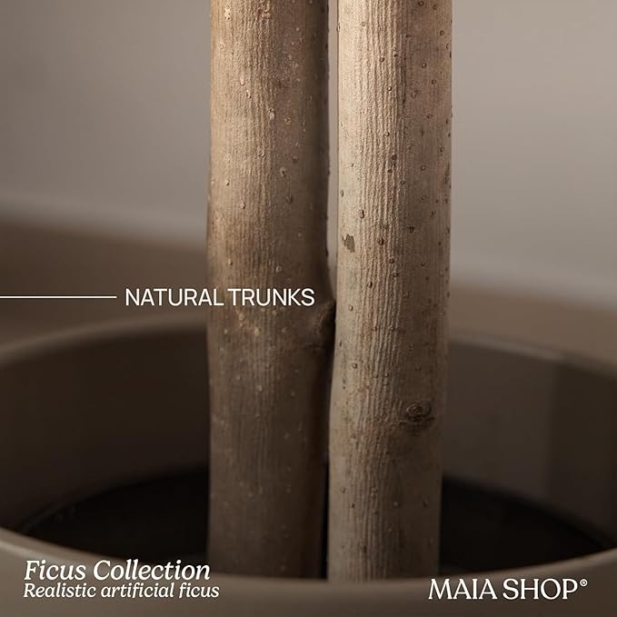 Maia Shop 5ft Artificial Ficus Tree Plant for House, Apartment or Office – Realistic Fake Indoor Plants for Living Room, Kitchen, Bedroom, Entryway or Bathroom – Faux Greenery for Home Décor