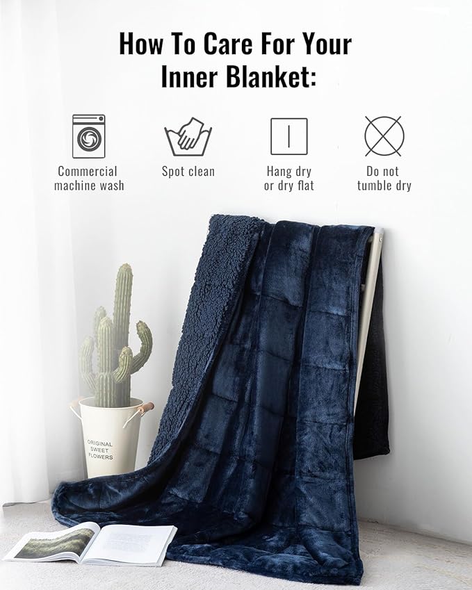 Uttermara Sherpa Fleece Weighted Blanket 20 lbs for Adult, Unicolor Ultra-Soft Fleece and Sherpa, Dual Sided Cozy Plush Blanket for Sofa Bed, 60 x 80 inches, Navy Blue
