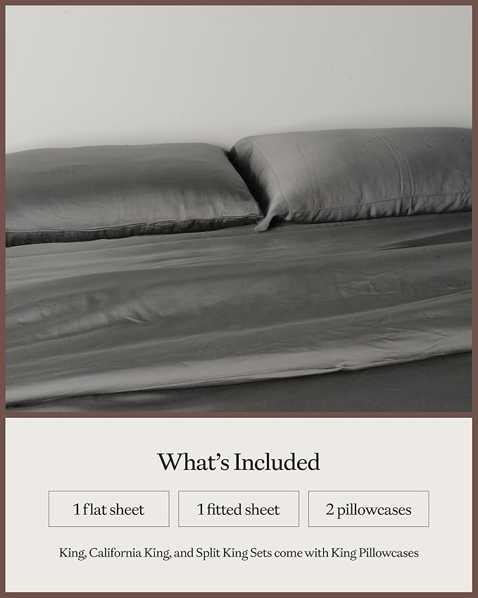 Cozy Earth Luxury Bed Sheet Set - 100% Viscose from Bamboo Fabric, Ultra-Soft & Breathable, Fits Regular & Deep Pocket Mattresses up to 20" - 4 Pieces Queen Sheet Set Charcoal Grey