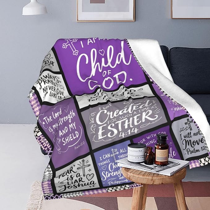 Christian Blanket Gift for Women, Inspirational Throw Blanket for Couch, Soft Lightweight Flannel Blanket, 60"x 80" Thoughts and Prayers Blankets for Bedroom Sofa Living Room Decoration