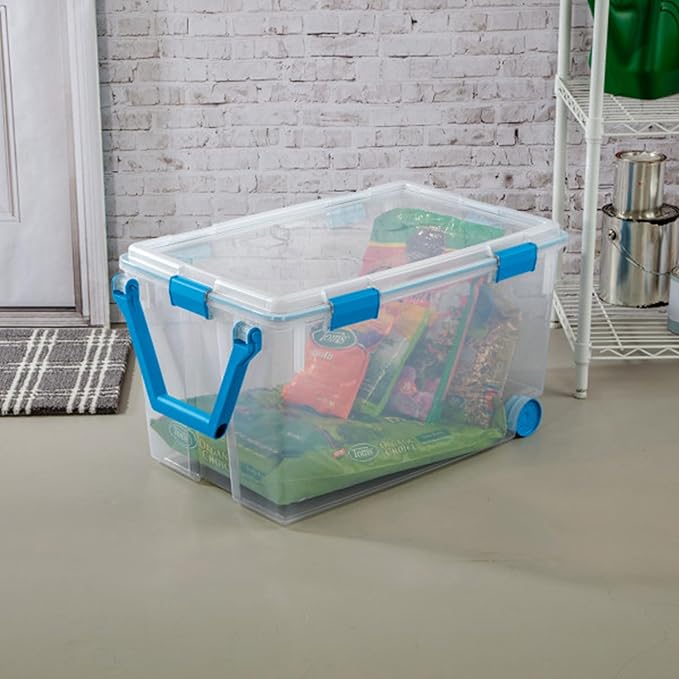 Sterilite 3-Pack Gasket Box, Weather-Resistant Storage Bins with Latching Lids, 120 Quart - Heavy-Duty Organizing Containers for Closet, Bathroom, and Office