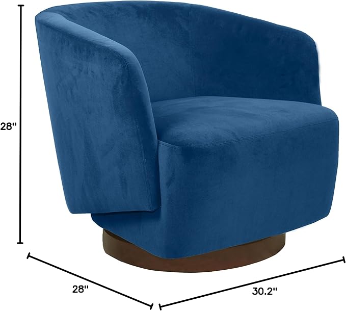 MINCETA Accent Chair,Modern Swivel Chairs for Living Room Reading and Bedroom with Wood Base,Velvet in Navy