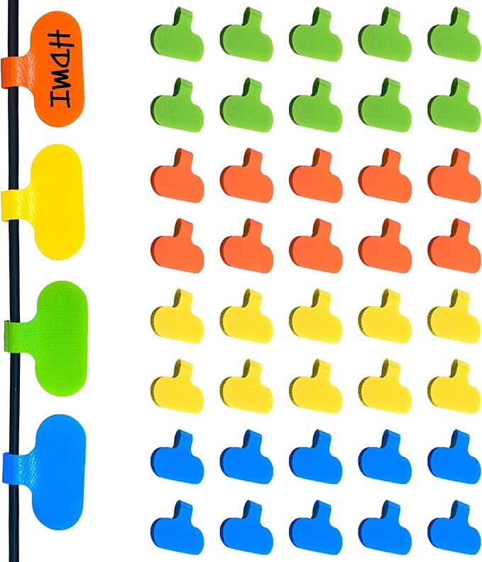 Mr-Label – Write on Cable Labels– Upgraded Clearer Writing Cord Tags- Cable Ties for Classify&Identification–Wire Cables for Cable Management|Organization | Electronics Computers-40Pcs(Multi-Color)