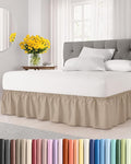 Wrap Around Dust Ruffle Bed Skirt - Cream - for Twin Size Beds w/ 16 Inch Drop - Easy Fit Elastic Strap - Adjustable Pleated Bedskirt w/Brushed Fabric, Wrinkle & Fade Free Women, Men, Kids & Teens