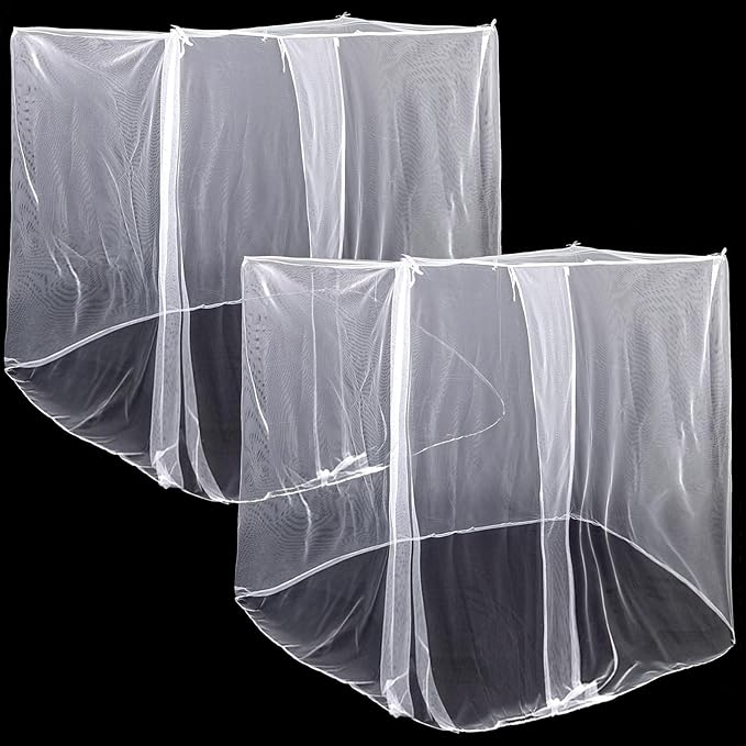 2 Pcs 4 Corners Mosquito Net for Bed Canopies Netting Bed Drapes Mesh for Twin Full Queen King Size Camping Home Outdoor Travel Dormitory(White,L75 X W35 X H60 Inch)