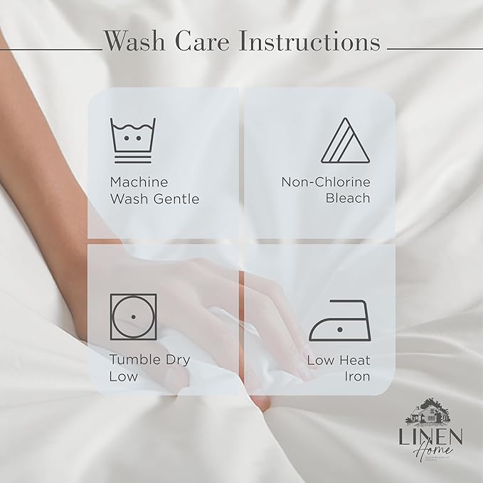 Linen Home 100% Cotton Percale Sheets California King Size, Blue Duck Egg, Deep Pocket, 4 Pieces Set - 1 Flat, 1 Deep Pocket Fitted Sheet and 2 Pillowcases, Crisp Cool and Strong Bed Linen