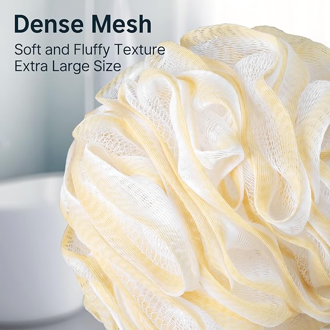 AmazerBath Loofah Sponge, Shower Loofah 60g/PCS - Body Scrubber Loofa Set of 3 Cotton Candy Trio, Bath Sponge for Men and Women