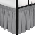 Biscaynebay Wrap Around Bed Skirts with Split Corners for King Beds 18" Drop, Silver Grey Adjustable Elastic Dust Ruffles Easy Fit Wrinkle Resistant Silky Luxurious Fabric Machine Washable