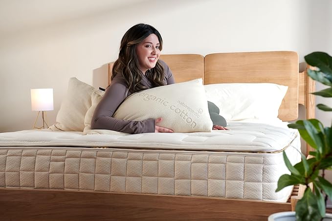 Naturepedic Organic Latex Pillow - Queen Bed Pillow with Medium Comfort - Luxury Pillow with Adjustable Fill for Comfortable Sleeping, Back Support and Neck Pain Relief
