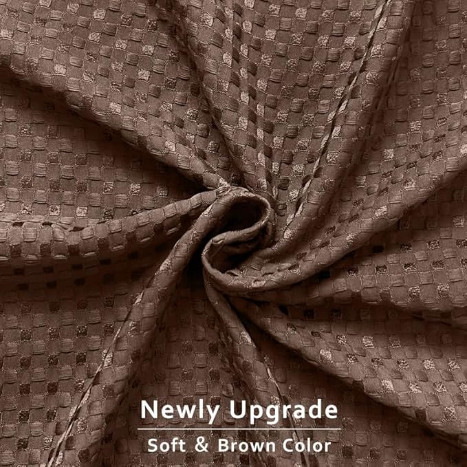 MIYE Pleated Waffle Weave Bed Skirt, Tailored Dust Ruffle 16 Inch Drop Easy Fit, Machine Washable (Brown, Full - 16" Drop)