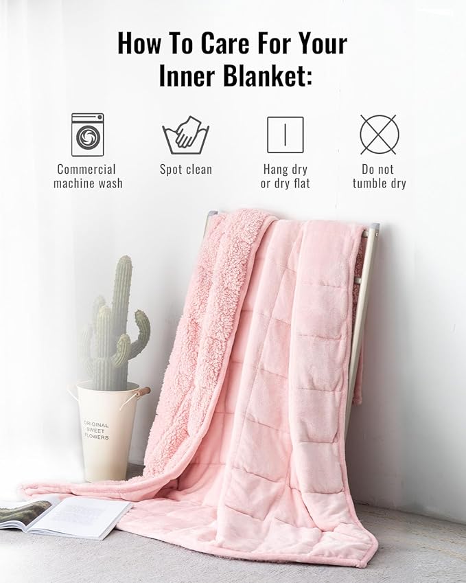 Uttermara Sherpa Fleece Weighted Blanket 12 lbs for Adult, Unicolor Ultra-Soft Fleece and Sherpa, Dual Sided Cozy Plush Blanket for Sofa Bed, 48 x 72 inches, Pink