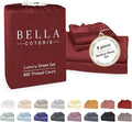 Bella Coterie Luxury Bamboo Viscose Queen Size Sheet Set | 100% Organically Grown | Ultra Soft | Cooling for Hot Sleepers | 18" Deep Pocket [Merlot]