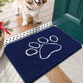 OLANLY Dog Door Mat for Muddy Paws 24x16, Paw Print Design, Absorbs Moisture and Dirt, Absorbent Non-Slip Washable Doormat, Quick Dry Chenille Mud Mat for Dogs, Entry Indoor Entryway Carpet, Navy Blue