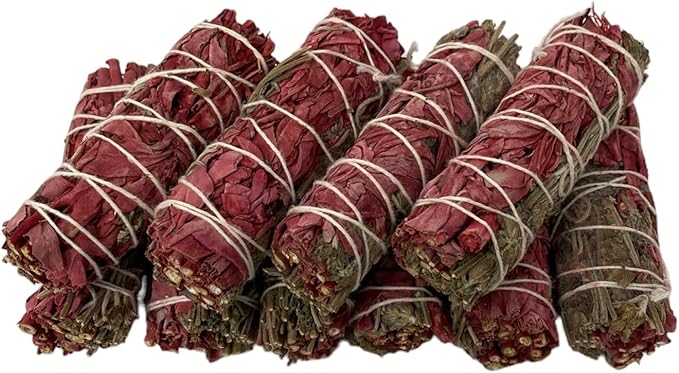 NESSASTORES - White Sage Dragon's Blood & Lavender 4 inch smudge stick bundles for cleansing and meditation. #JC-078 (3 pcs)