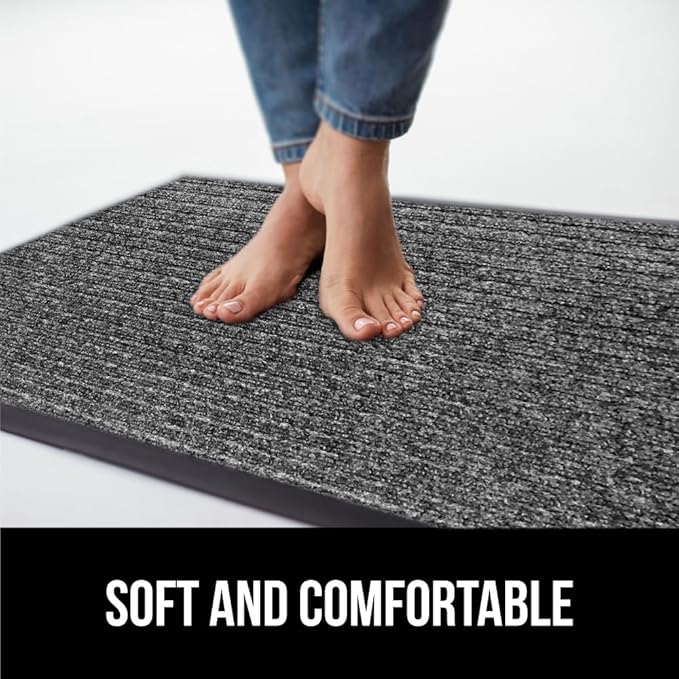 GORILLA GRIP Waterproof Traffic Guard Door Mat, 2 Pack Heavy Duty Entryway Mats, Strong Rubber Back Commercial Rugs for Office Hallway, Garage Floor and Home, Low Profile Carpet, 29x17, Light Gray