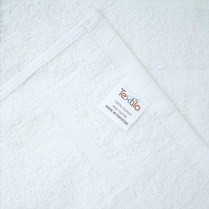 Basic Hand Towels 16x26 Inches – Pack of 12 – White Color – Soft and Absorbent Multipurpose Cotton Towels for Bathroom, Spa, Gym, Salon, Hotel, and Everyday Use