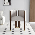 homary Velvet Fluted Accent Chair for Living Room with Wood Frame, High Resilience Foam, Elegant Modern Armchair (White)