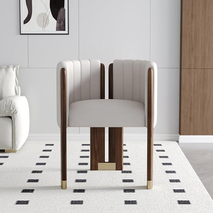 homary Velvet Fluted Accent Chair for Living Room with Wood Frame, High Resilience Foam, Elegant Modern Armchair (White)