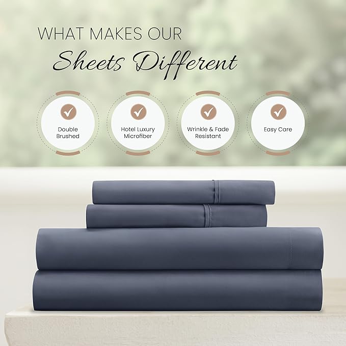 Linen Market Queen Sheet Set 4 Piece - Ultra Comfortable & Breathable Cooling Queen Bed Sheets - Deep Pocket & Wrinkle-Free Sheets Fits 16" Mattress - Extra Soft & Oeko-TEX Certified - Stone