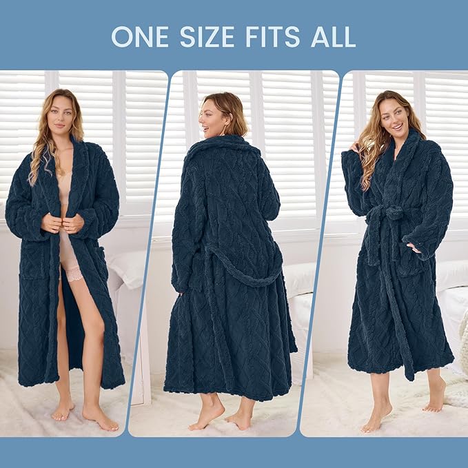 MIZZEO Microfiber Robes for Women, Cozy Soft Warm Plush Women Robe Plush Long Bathrobe