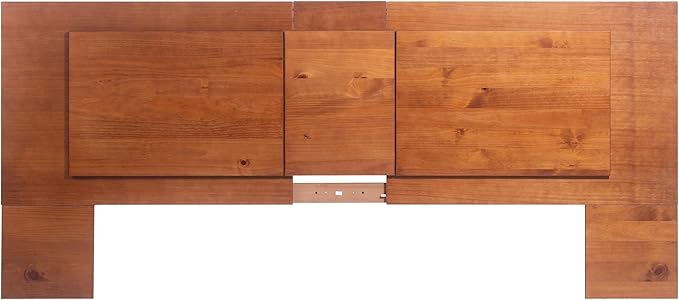 memomad Bali Slim Set: Storage Platform Bed with Drawers + Flat Panel Headboard (King Size, Caramel Brown Wood)