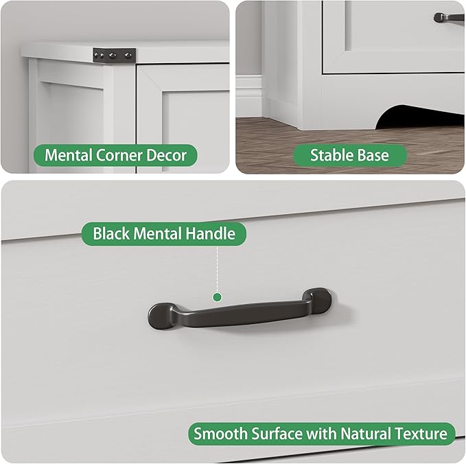 Dresser for Bedroom with 9 Drawers, 63" Wide Wood Chest of Drawers with Deep Drawers & Mental Handle, Modern Dresser TV Stand, Wooden Closet Storage Organizer for Living Room, Hallway, Entryway, White
