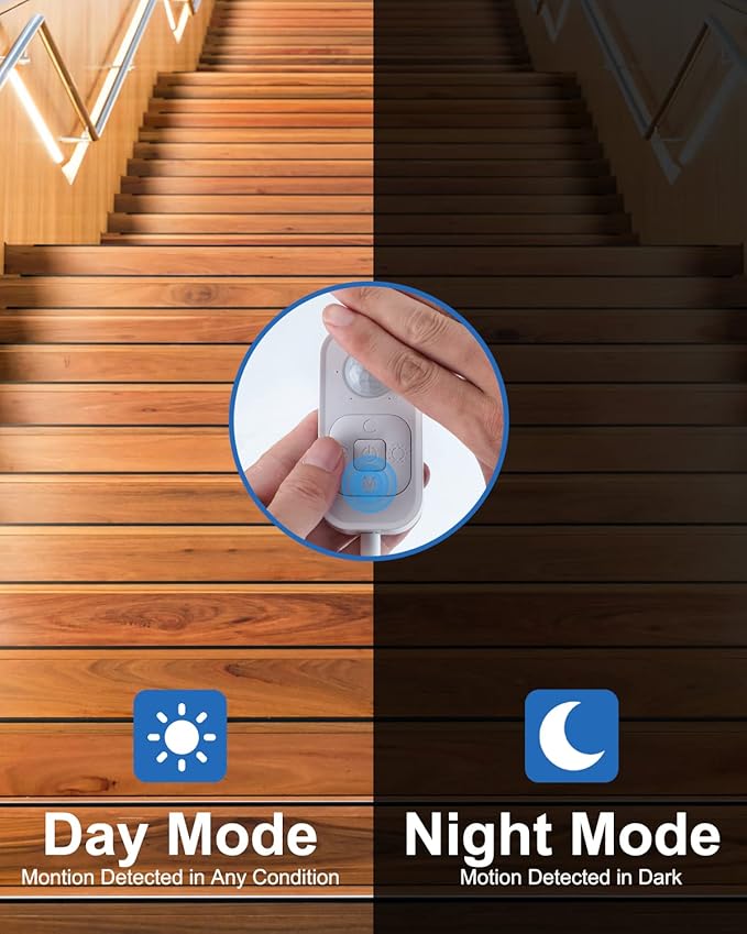 Motion Sensor Led Light Strip - Under Cabinet Lighting with Power Adapter, 6 Adjustable Brightness and Timing, Light Strips for Kitchen Cabinets, Stair, Showcase, Bedroom, 16.4ft 6000K ColdWhite