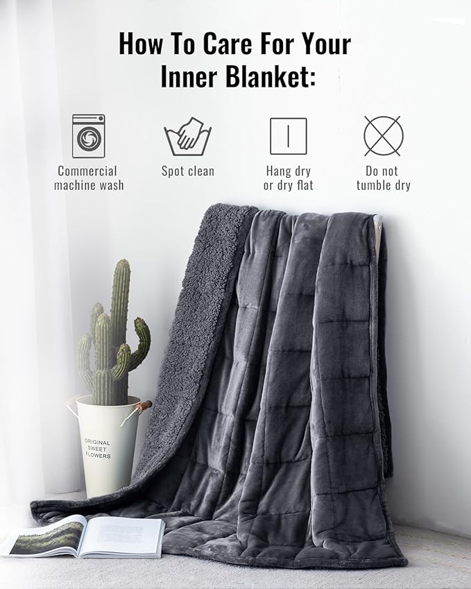 Uttermara Weighted Blanket Queen 15 Pounds for Adults, Sherpa Weighted Blanket for Couch Bed, Ultra Fluffy Warm Sherpa & Cozy Plush Flannel Fleece, Heavy Blanket Great for Calm, 60" x 80", Dark Grey