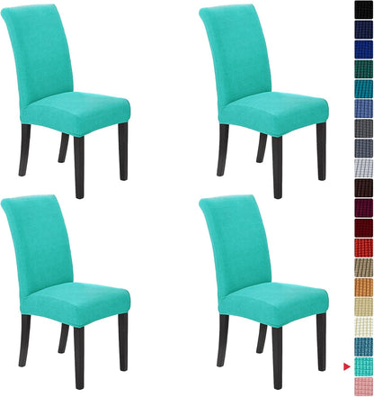 Howhic Stretch Chair Covers for Dining Room Set of 4, Removable Washable Dining Room Chair Covers, Dining Chair Slipcovers Seat Protector, Great for Home and Banquet Decoration (Turquoise, 4 Pack)