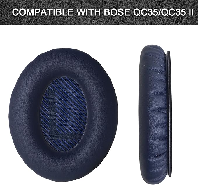 Replacement Ear Pads for Bose QuietComfort 35 35 II 15 25(qc 35 25 15/QC35 ii), Headphone Ear Covers, High Density Memory Cotton, Soft Leather, Adaptive Noise Isolation Headphones Pads Cushions