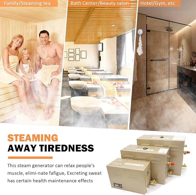 Steam shower generator,18kw Household-Commercial,Steam shower generator kit,with self-draining system,Temperature adjustable 95-131°F,Applicable space 560～735ft3(18KW)