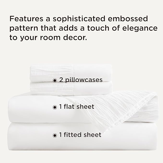 Bedsure California King Sheet Sets - 4 Pieces Soft Cal King Sheets - Breathable & Cooling - Hotel Luxury - Easy Care Polyester Microfiber Bedding for Women, Men, White
